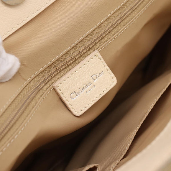 Christian Dior Trotter Canvas Hand Bag Beige Silver Auth 201379M
