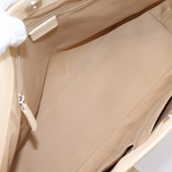 Christian Dior Trotter Canvas Hand Bag Beige Silver Auth 201379M