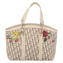 Christian Dior Trotter Canvas Hand Bag Beige Silver Auth 201379M-13