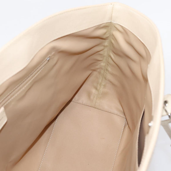 Christian Dior Trotter Canvas Hand Bag Beige Silver Auth 201379M