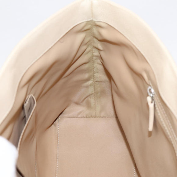 Christian Dior Trotter Canvas Hand Bag Beige Silver Auth 201379M