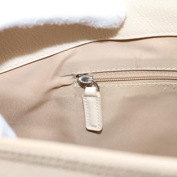 Christian Dior Trotter Canvas Hand Bag Beige Silver Auth 201379M