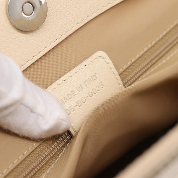Christian Dior Trotter Canvas Hand Bag Beige Silver Auth 201379M
