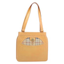 Burberrys Nova Check Shoulder Bag Leather Beige Gold Auth 201388-13