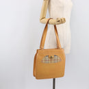Burberrys Nova Check Shoulder Bag Leather Beige Gold Auth 201388-23