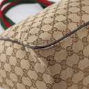 GUCCI GG Canvas Web Sherry Line Tote Bag Beige Silver 161836 Auth 201390A-13