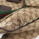 GUCCI GG Canvas Web Sherry Line Tote Bag Beige Silver 161836 Auth 201390A-24