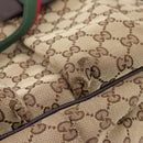 GUCCI GG Canvas Web Sherry Line Tote Bag Beige Silver 161836 Auth 201390A-25