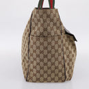 GUCCI GG Canvas Web Sherry Line Tote Bag Beige Silver 161836 Auth 201390A-4