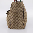 GUCCI GG Canvas Web Sherry Line Tote Bag Beige Silver 161836 Auth 201390A-5