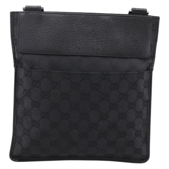 GUCCI GG Canvas Shoulder Bag Black Silver 27639 Auth 201392A