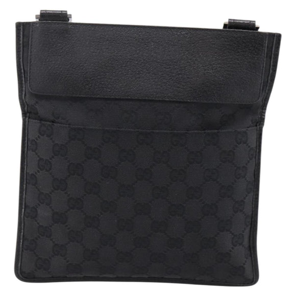 GUCCI GG Canvas Shoulder Bag Black Silver 27639 Auth 201392A