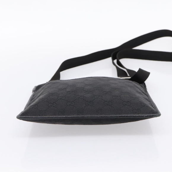 GUCCI GG Canvas Shoulder Bag Black Silver 27639 Auth 201392A