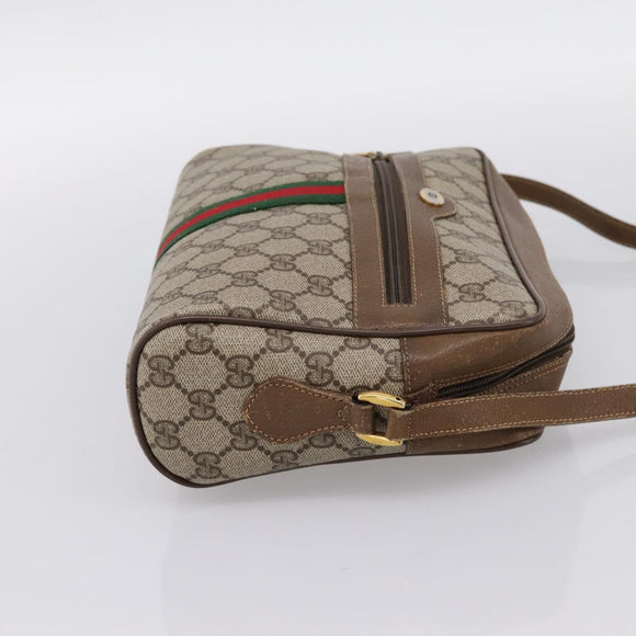GUCCI GG Supreme Web Sherry Line Shoulder Bag PVC Beige 56 02 005 Auth 201400