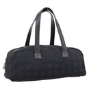 CHANEL New Travel Line Hand Bag Canvas Black Silver CC Auth 201402A-1