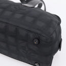 CHANEL New Travel Line Hand Bag Canvas Black Silver CC Auth 201402A-10