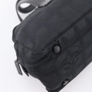 CHANEL New Travel Line Hand Bag Canvas Black Silver CC Auth 201402A-11