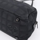 CHANEL New Travel Line Hand Bag Canvas Black Silver CC Auth 201402A-12