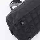 CHANEL New Travel Line Hand Bag Canvas Black Silver CC Auth 201402A-13