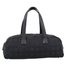 CHANEL New Travel Line Hand Bag Canvas Black Silver CC Auth 201402A-2