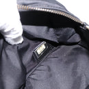 CHANEL New Travel Line Hand Bag Canvas Black Silver CC Auth 201402A-21