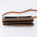 CELINE Macadam Shoulder Bag PVC Leather Brown Gold Tone Auth 201403A-11