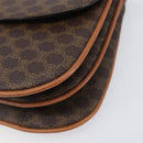 CELINE Macadam Shoulder Bag PVC Leather Brown Gold Tone Auth 201403A-12