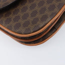CELINE Macadam Shoulder Bag PVC Leather Brown Gold Tone Auth 201403A-13