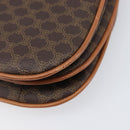 CELINE Macadam Shoulder Bag PVC Leather Brown Gold Tone Auth 201403A-14
