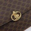 CELINE Macadam Shoulder Bag PVC Leather Brown Gold Tone Auth 201403A-16