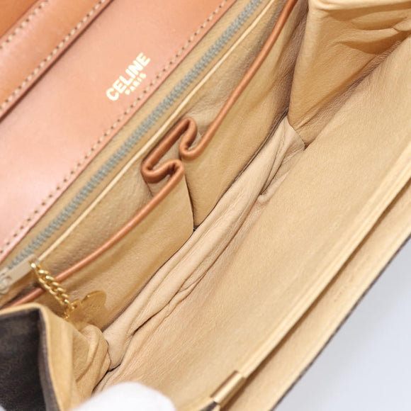 CELINE Macadam Shoulder Bag PVC Leather Brown Gold Tone Auth 201403A