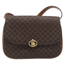 CELINE Macadam Shoulder Bag PVC Leather Brown Gold Tone Auth 201403A-2