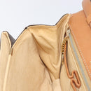 CELINE Macadam Shoulder Bag PVC Leather Brown Gold Tone Auth 201403A-21