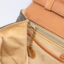 CELINE Macadam Shoulder Bag PVC Leather Brown Gold Tone Auth 201403A-22