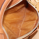 CELINE Macadam Shoulder Bag PVC Leather Brown Gold Tone Auth 201403A-23