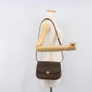 CELINE Macadam Shoulder Bag PVC Leather Brown Gold Tone Auth 201403A-27