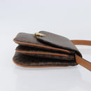 CELINE Macadam Shoulder Bag PVC Leather Brown Gold Tone Auth 201403A-4