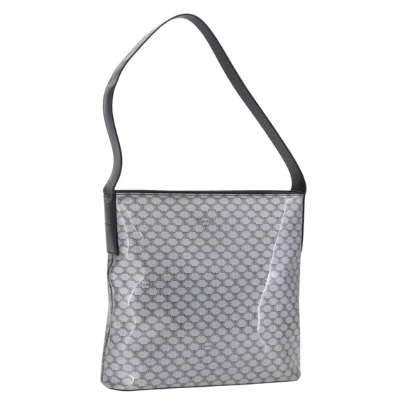 CELINE Macadam Shoulder Bag PVC Leather Silver Black Auth 201404A