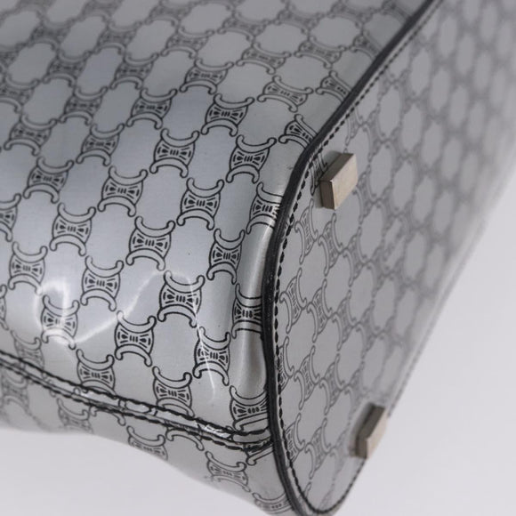 CELINE Macadam Shoulder Bag PVC Leather Silver Black Auth 201404A