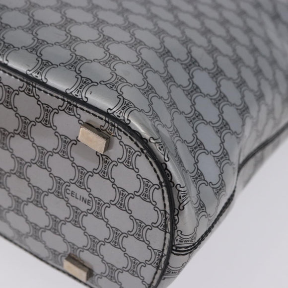 CELINE Macadam Shoulder Bag PVC Leather Silver Black Auth 201404A