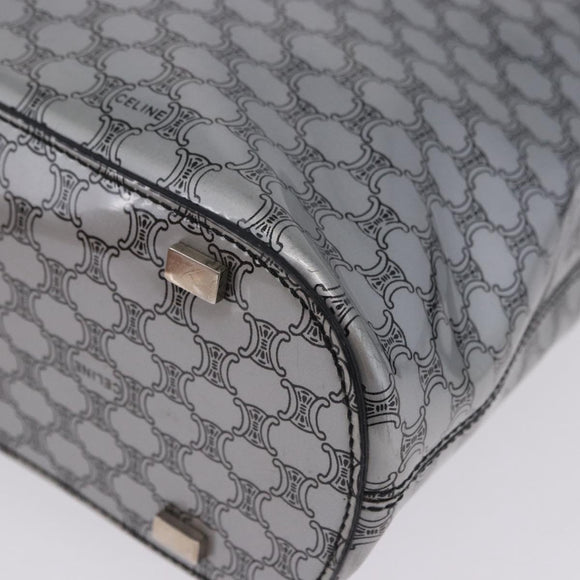 CELINE Macadam Shoulder Bag PVC Leather Silver Black Auth 201404A