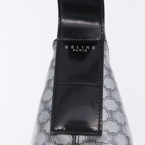 CELINE Macadam Shoulder Bag PVC Leather Silver Black Auth 201404A
