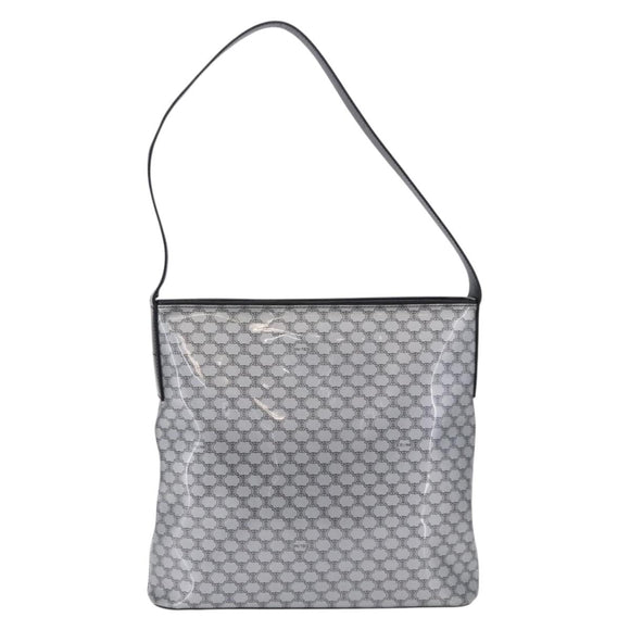CELINE Macadam Shoulder Bag PVC Leather Silver Black Auth 201404A
