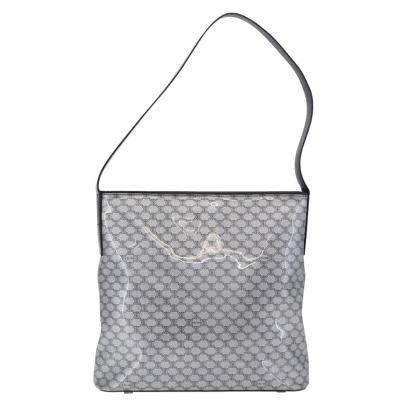 CELINE Macadam Shoulder Bag PVC Leather Silver Black Auth 201404A