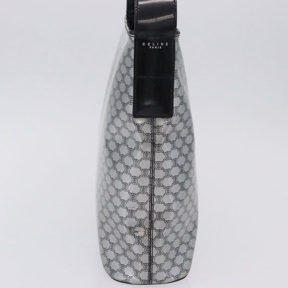 CELINE Macadam Shoulder Bag PVC Leather Silver Black Auth 201404A