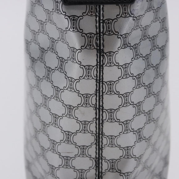 CELINE Macadam Shoulder Bag PVC Leather Silver Black Auth 201404A