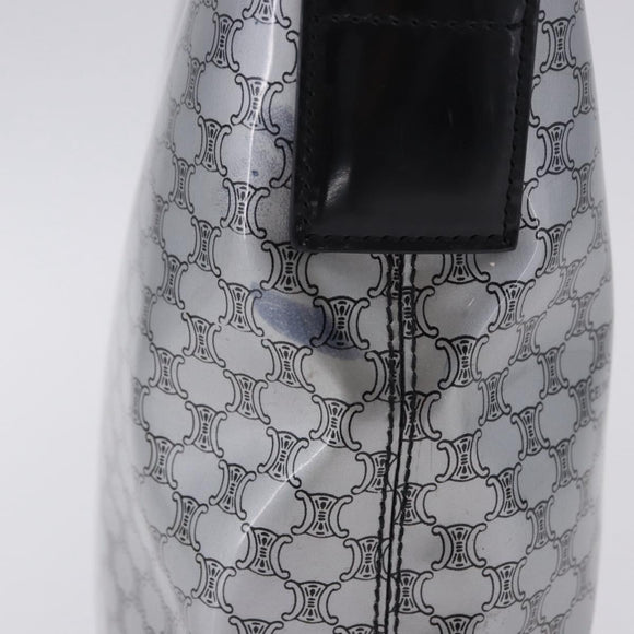 CELINE Macadam Shoulder Bag PVC Leather Silver Black Auth 201404A