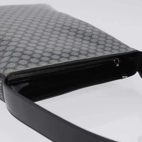 CELINE Macadam Shoulder Bag PVC Leather Silver Black Auth 201404A