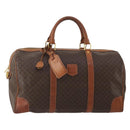 CELINE Macadam Boston Bag PVC Leather Brown Gold Tone Auth 201406-1