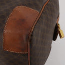 CELINE Macadam Boston Bag PVC Leather Brown Gold Tone Auth 201406-16